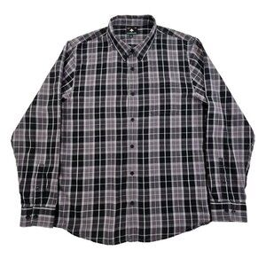 Lifted Research Group LRG Shirt Men's XL Gray Black Plaid Long Sleeve Button-Up